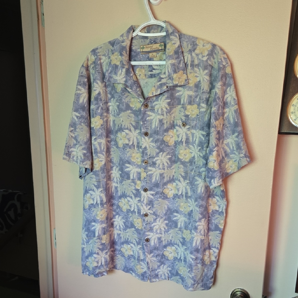 Beyond Paradise Tropical Blue Floral Men's Shirt